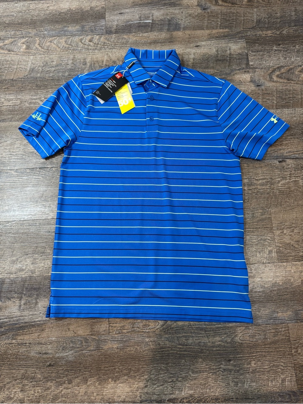 Under Armour Blue Striped Performance Polo SZ M - Picture 4 of 15